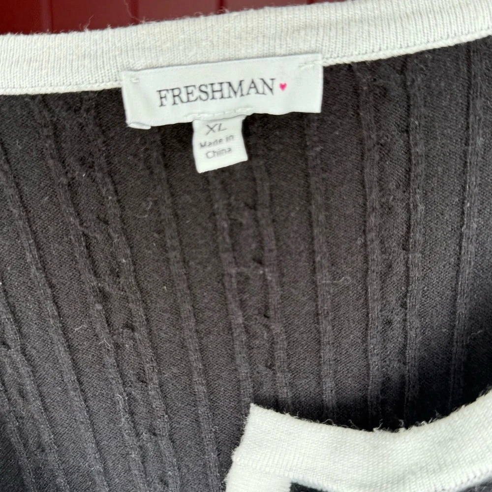 Black & White Button Front Ribbed Cardigan Sweater - Picture 8 of 8